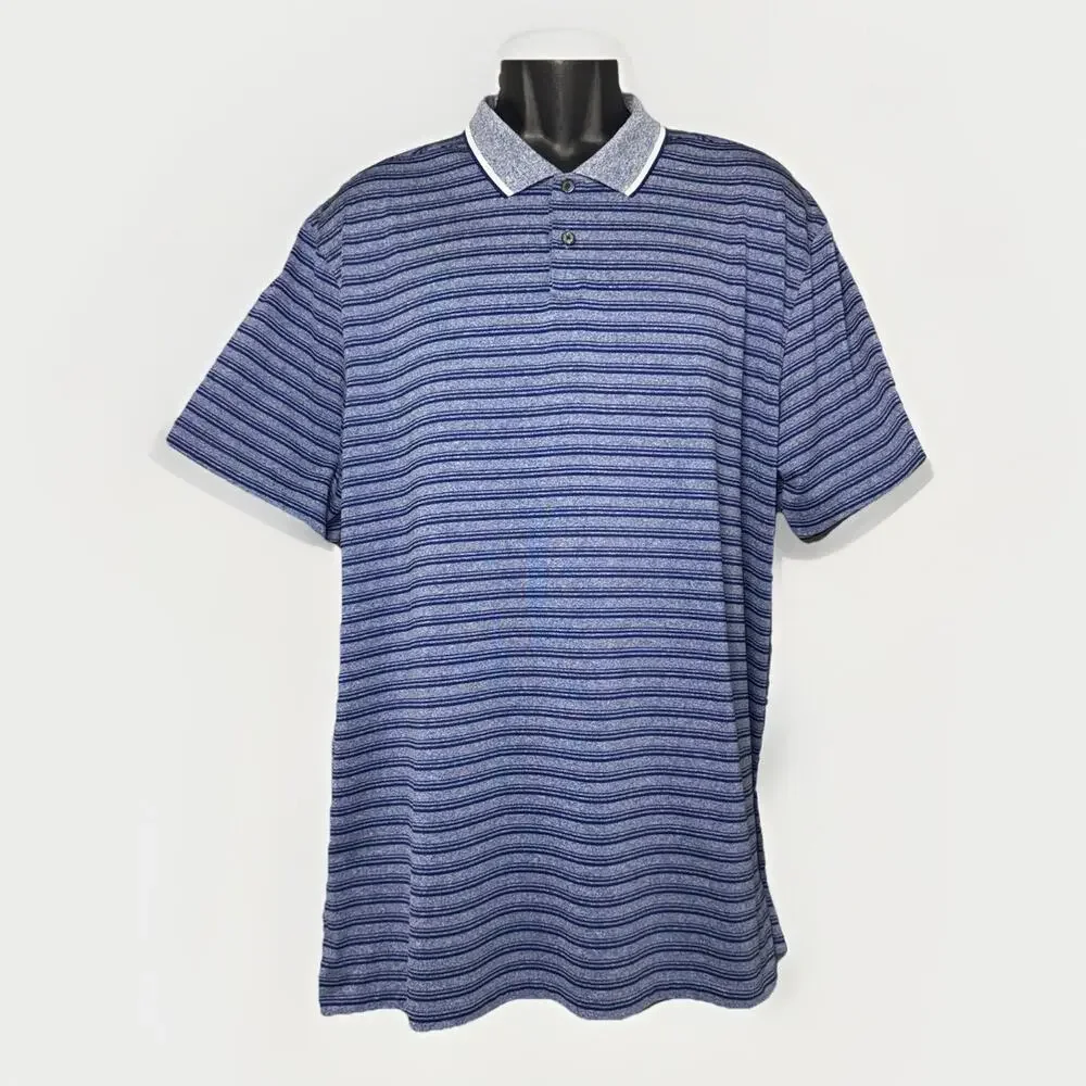 Nike Golf Polo Shirt Adult XL Dri-Fit Blue Stripe Standard Rugby Activewear Mens